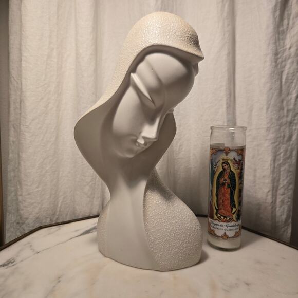 Mid Century Modern Abstract Ivory White Female Bust Signed Serena - Picture 2 of 10